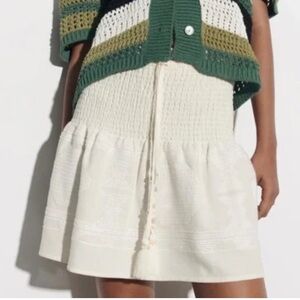 COPY - Cream Zara skirt with smocked waistband and embellished drawstring